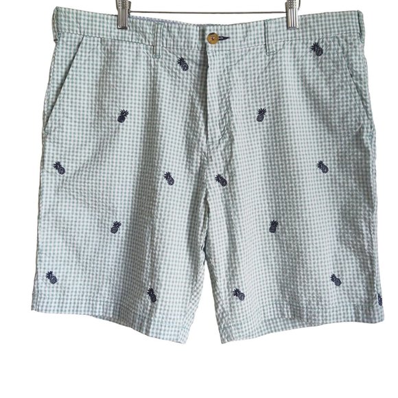 Tommy Hilfiger Other - TOMMY HILFIGER Gingham Check Seersucker w Pineapple Cotton Shorts Sz 38 New